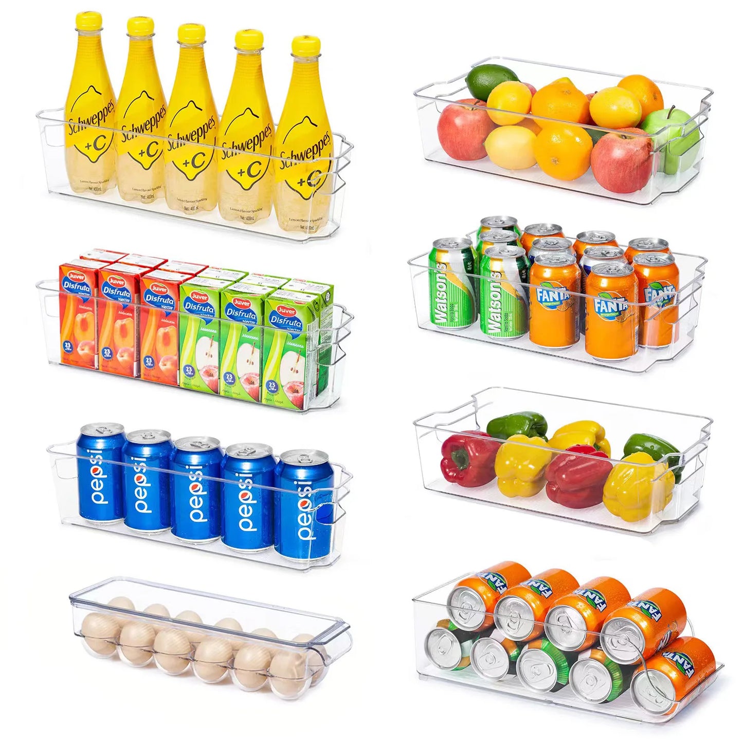 New Kitchen Refrigerator Organizer Bin Clear Pantry Organizer Plastic Food Storage Fridge Storage Box with Divider Freezer