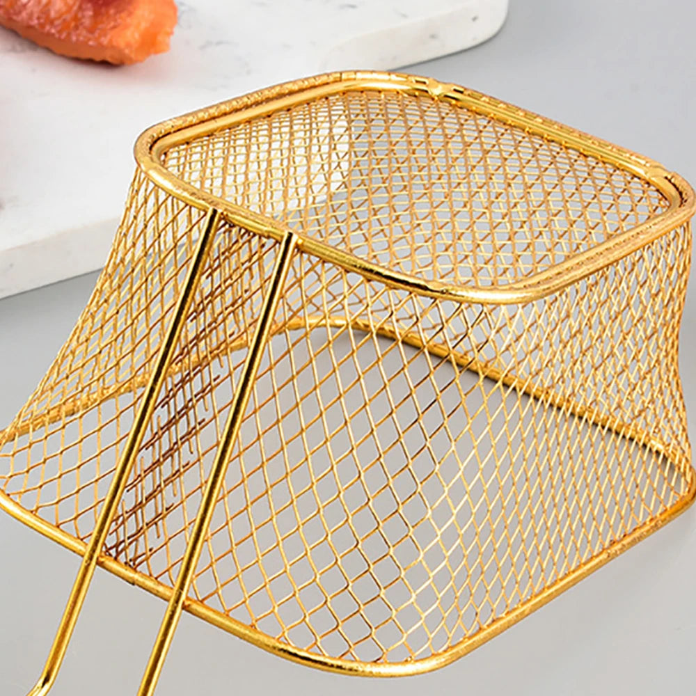 1PC Stainless Steel Frying Basket Multifunctional Mini French Fries Frying Basket Creative Square Oil Separated Frying Basket - 369 view