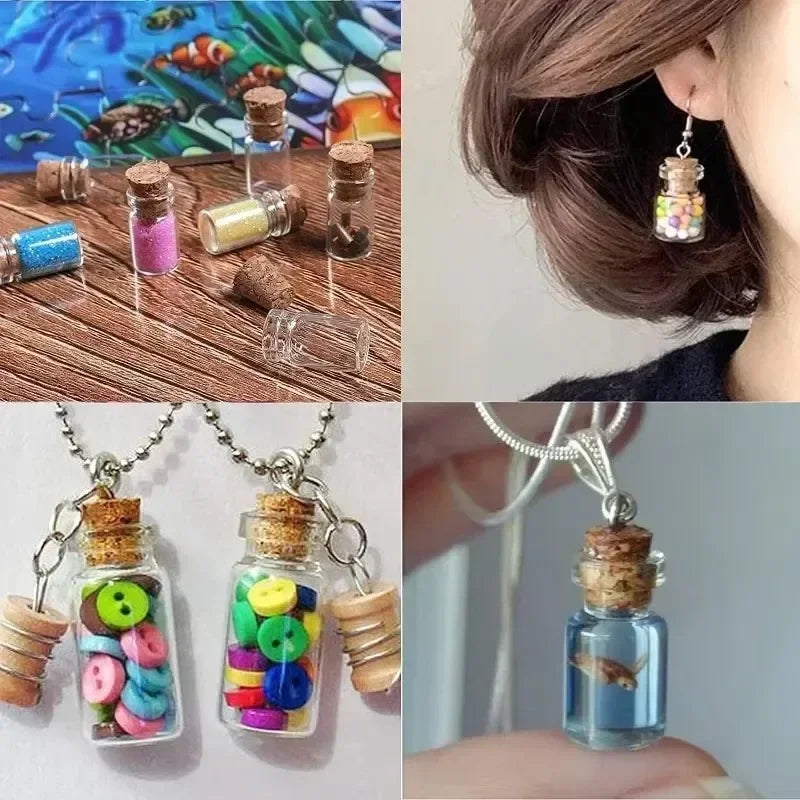 50/10PCS Small Glass Bottles with Cork Stoppers Mini Glass Vials Cork Transparent Wishing Bottles Storage Candy Jars DIY Decor