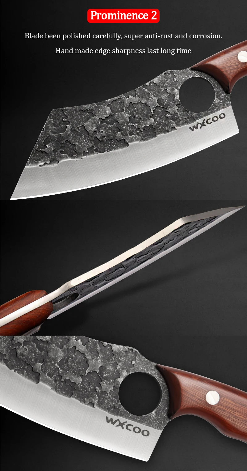 Cuchillo de Carnicero Forjado – Mango de Madera, Ideal para Cortar y Deshuesar Carne - 369 view