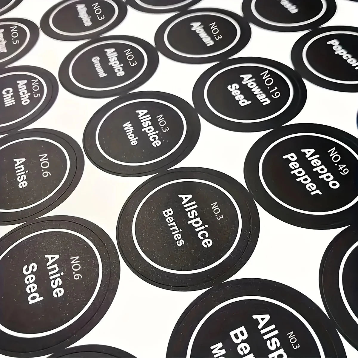180pcs Printed Round Spice Stickers Seasoning Bottle Jar Labels Storage Kitchen Waterproof Stickers Spice Tags BBQ Label