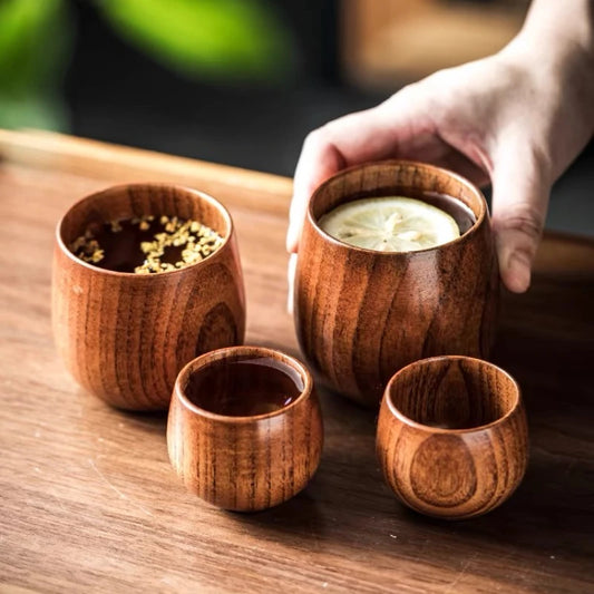 Japanese Date Wood Cups Solid Wood Mugs Restaurant Sake Cups Vintage Heat-insulated To-go Cups Household Teacups - 369 view