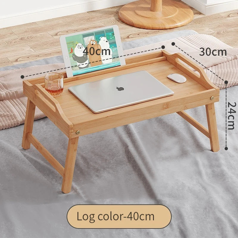 Bandeja de madera de bambú para el hogar, escritorio portátil plegable para ordenador portátil, mesa para servir té y comida, patas plegables, escritorio para ordenador portátil en la cama