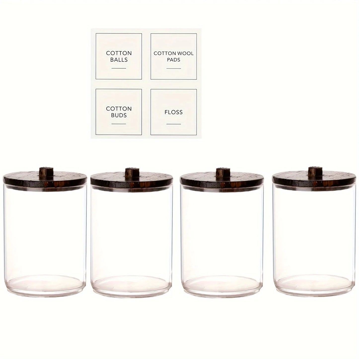 Set de 4 Dispensadores  – Frascos Apotecarios de Plástico Transparente
