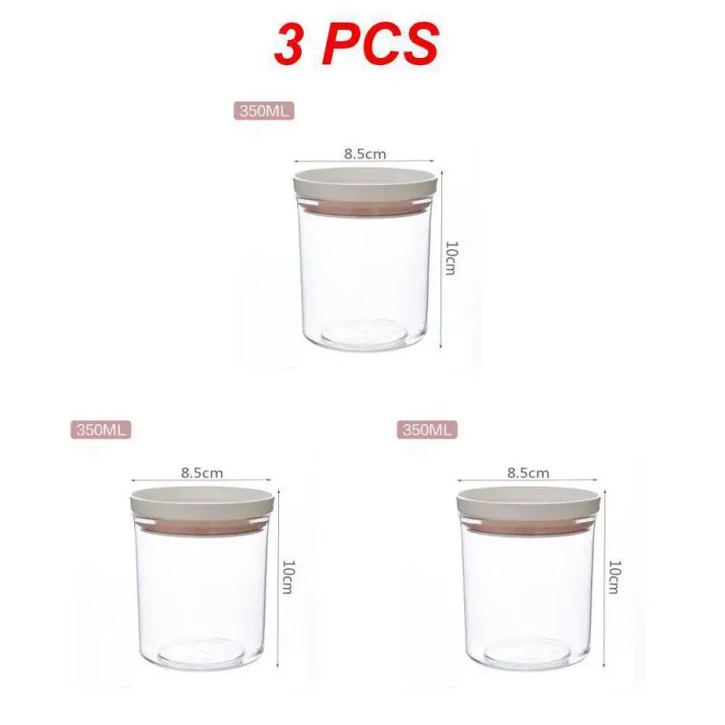1/2/3PCS Food Container Storage Jars Transparent Food Canister For Mason Candy Spices Cookie Jar Sealed Ring Bottles Kitchen