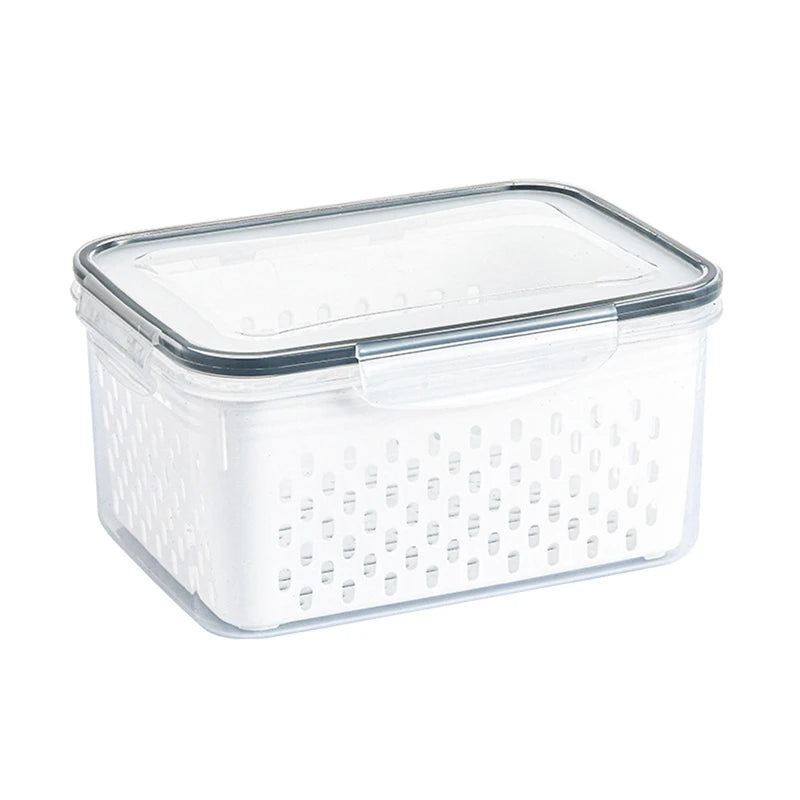 Caja de Almacenamiento para Refrigerador con Drenaje – Organizador de Frutas y Verduras