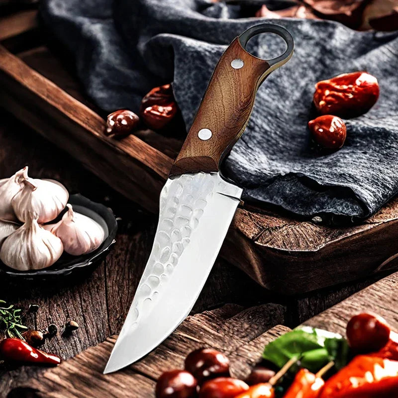Cuchillo de Carnicero Forjado – Full Tang, Mango de Madera, Ideal para Carne y Pescado - 369 view