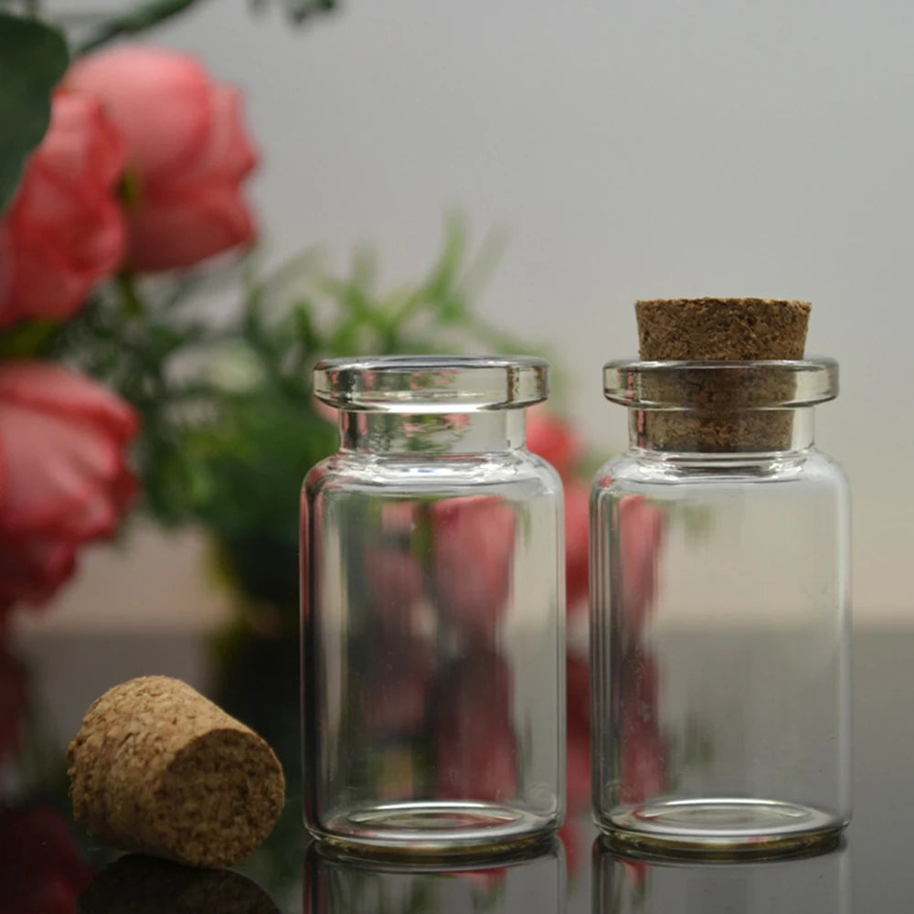 10PCS Mini Glass Bottles Transparent Wishing Bottles Cork Stopper Storage Bottle Creative Candy Jars DIY Container Wedding Decor