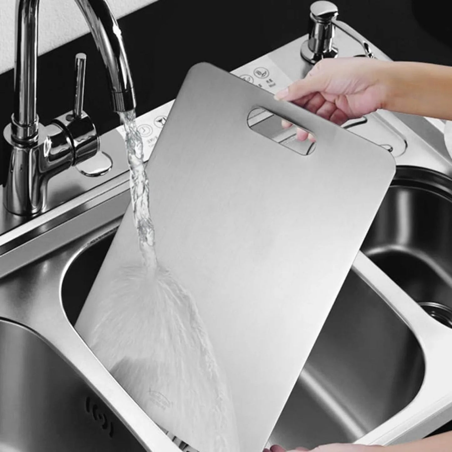 Kitchen grade titanium cutting board, hygienic and durable, double-sided titanium cutting pad (14x10 inches)