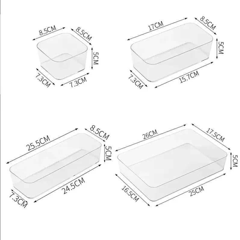 Caja Organizadora Transparente de Plástico – Almacenamiento para Escritorio y Tocador