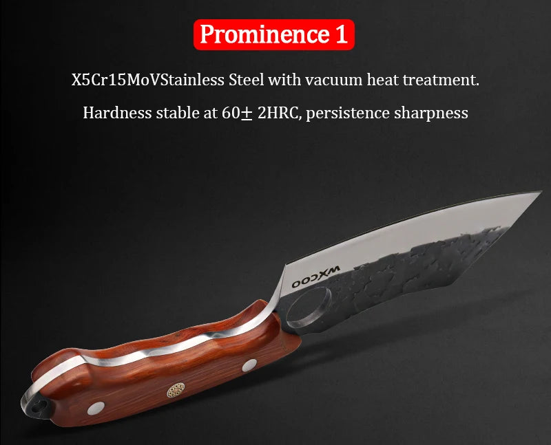 Cuchillo de Carnicero Forjado – Mango de Madera, Ideal para Cortar y Deshuesar Carne - 369 view