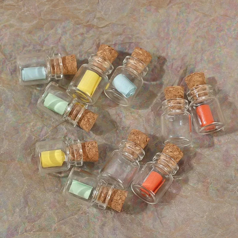 50/10PCS Small Glass Bottles with Cork Stoppers Mini Glass Vials Cork Transparent Wishing Bottles Storage Candy Jars DIY Decor
