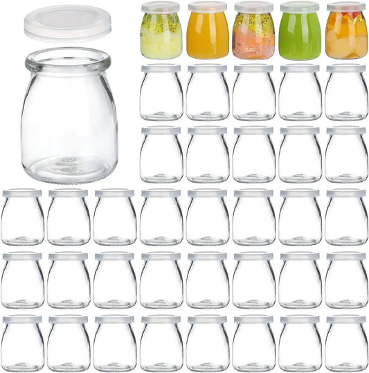4oz Clear Glass Jars With PE Lids,Glass Yogurt Container,Glass Pudding Jars Yogurt Jars for Milk,Jams,Jelly,Mousse,Honey - 369 view