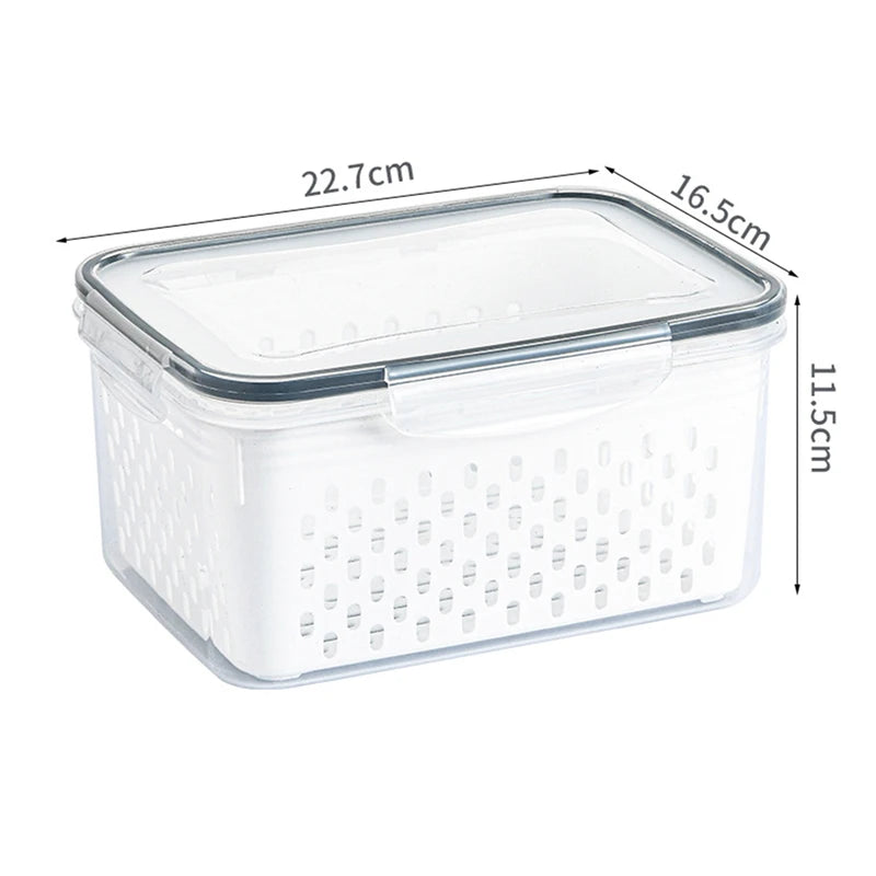Caja de Almacenamiento para Refrigerador con Drenaje – Organizador de Frutas y Verduras