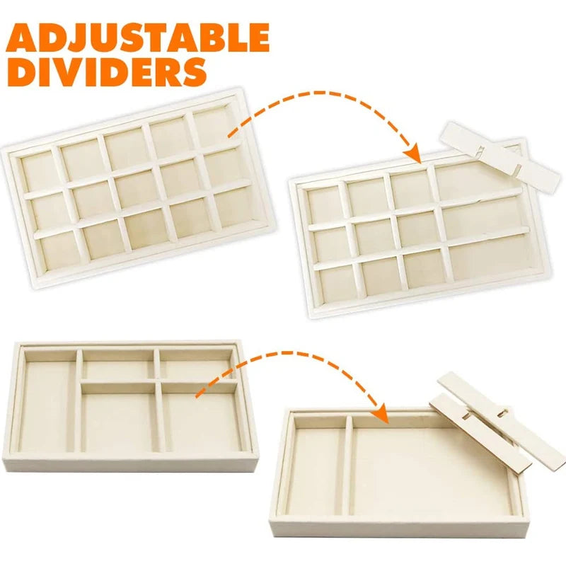 Bandeja de Terciopelo para Joyería – Organizador Apilable y Portátil