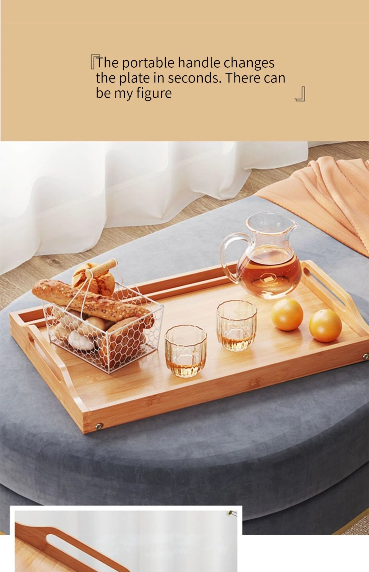 Bandeja de madera de bambú para el hogar, escritorio portátil plegable para ordenador portátil, mesa para servir té y comida, patas plegables, escritorio para ordenador portátil en la cama