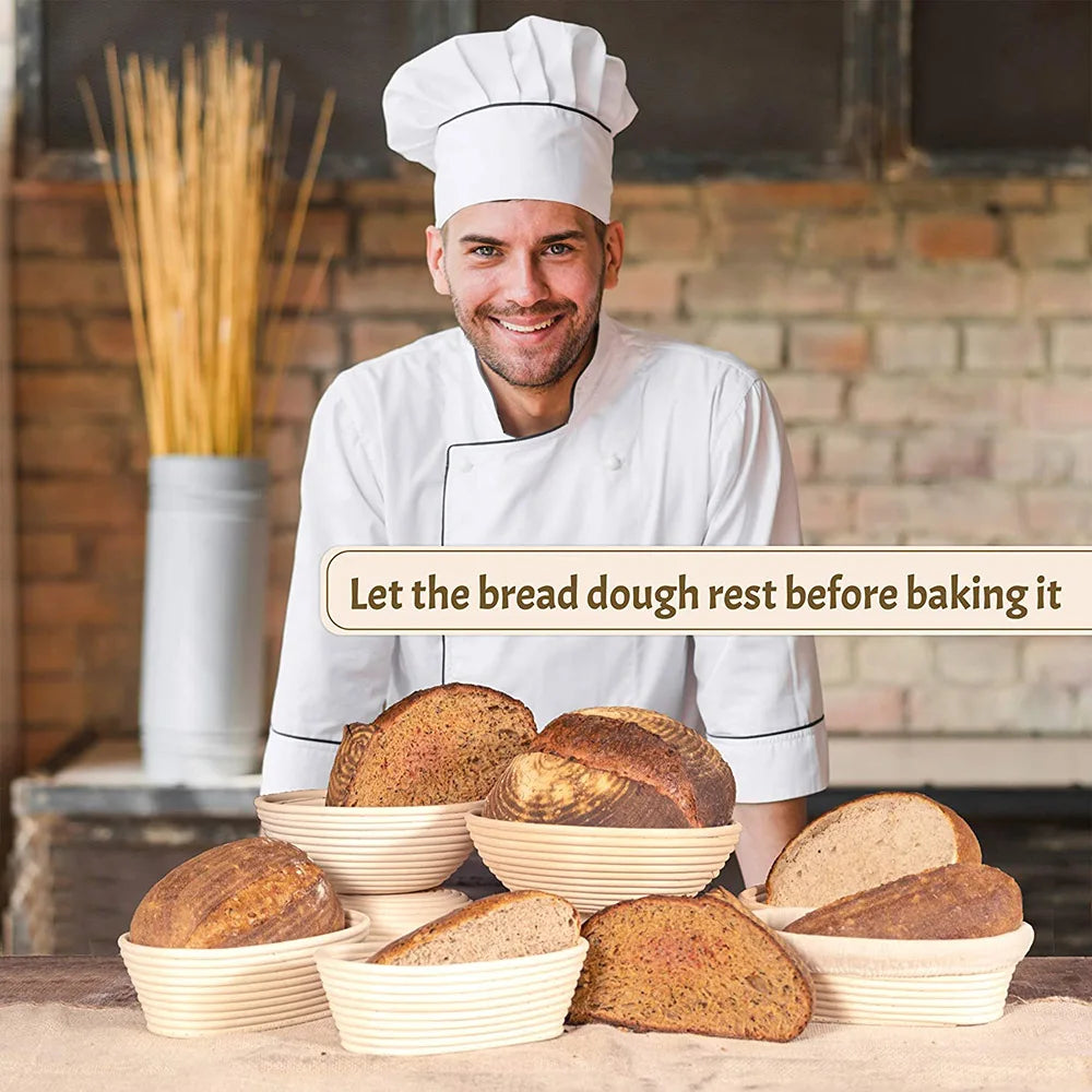 Natural Rattan Bread Proofing Basket Handmade Rattan Wicker Baking Bowl Dough Fermentation Sourdough Banneton Bread Basket
