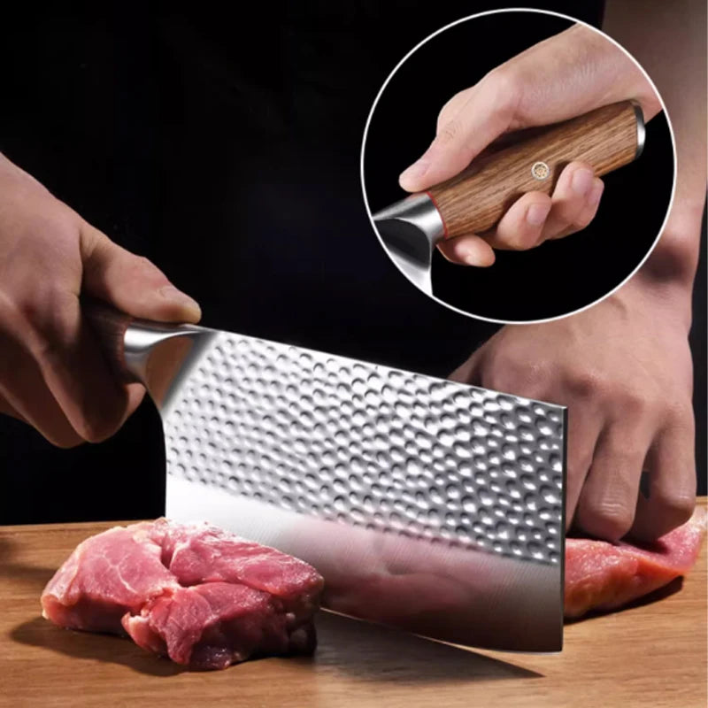 Cuchillo de Cocina Forjado – Acero Inoxidable, Rebanador Profesional con Diseño Martillado - 369 view