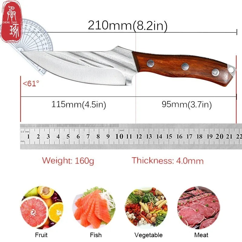 Cuchillo de Carnicero Forjado – Acero Inoxidable, Mango de Madera, Full Tang - 369 view