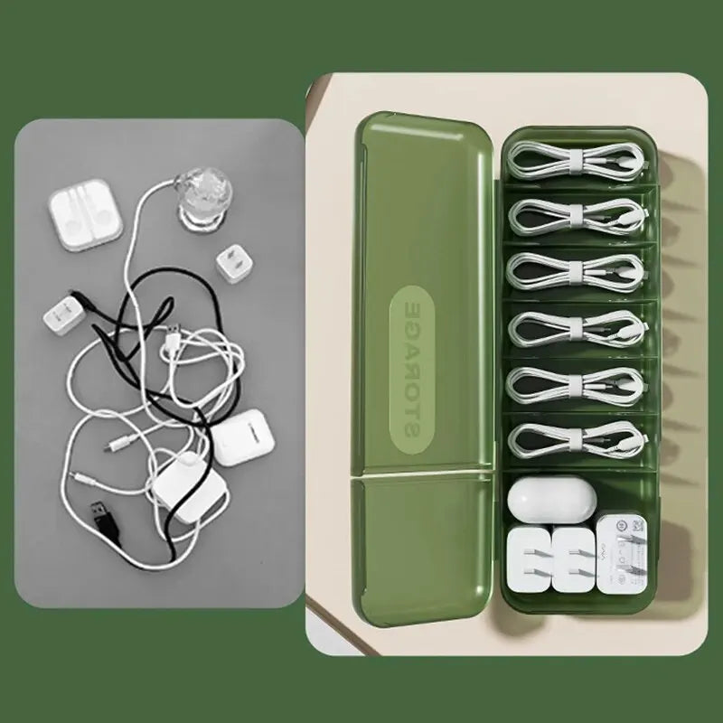 Caja Organizadora de Cables con 7 Compartimentos – Gestión de Cables para Hogar y Viaje