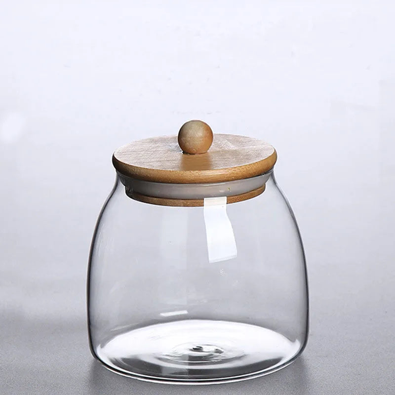 Tarro de Vidrio con Tapa de Madera – Contenedor Hermético de Gran Capacidad