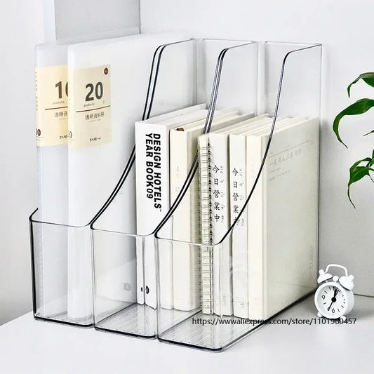 Minimalist Clear Plastic Office Desk Magazine Organizer with Single Slot for File and Book Storage - 369 view