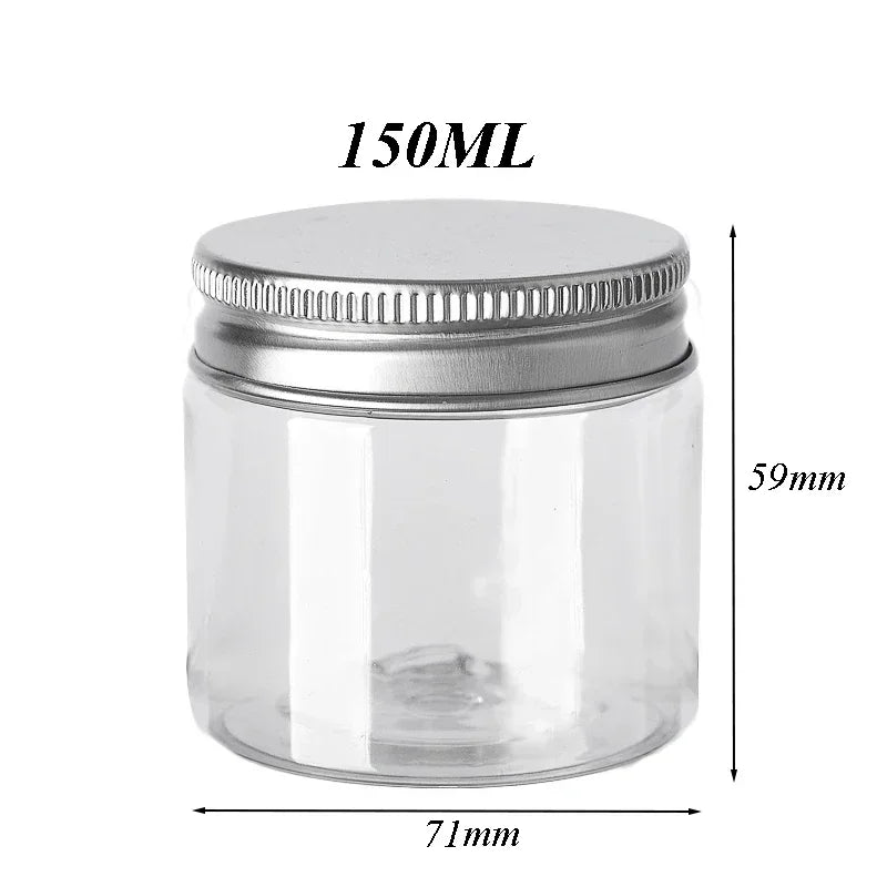 20Pcs 30/50/60/80/120/150ml Storage Jars With Lids Aluminum Round Canister Empty Plastic Cosmetic Jars Food Travel Bottle Pot