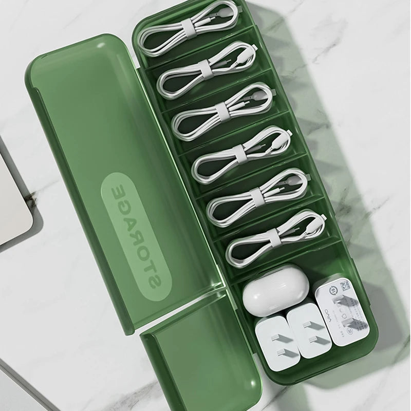 Caja Organizadora de Cables con 7 Compartimentos – Gestión de Cables para Hogar y Viaje