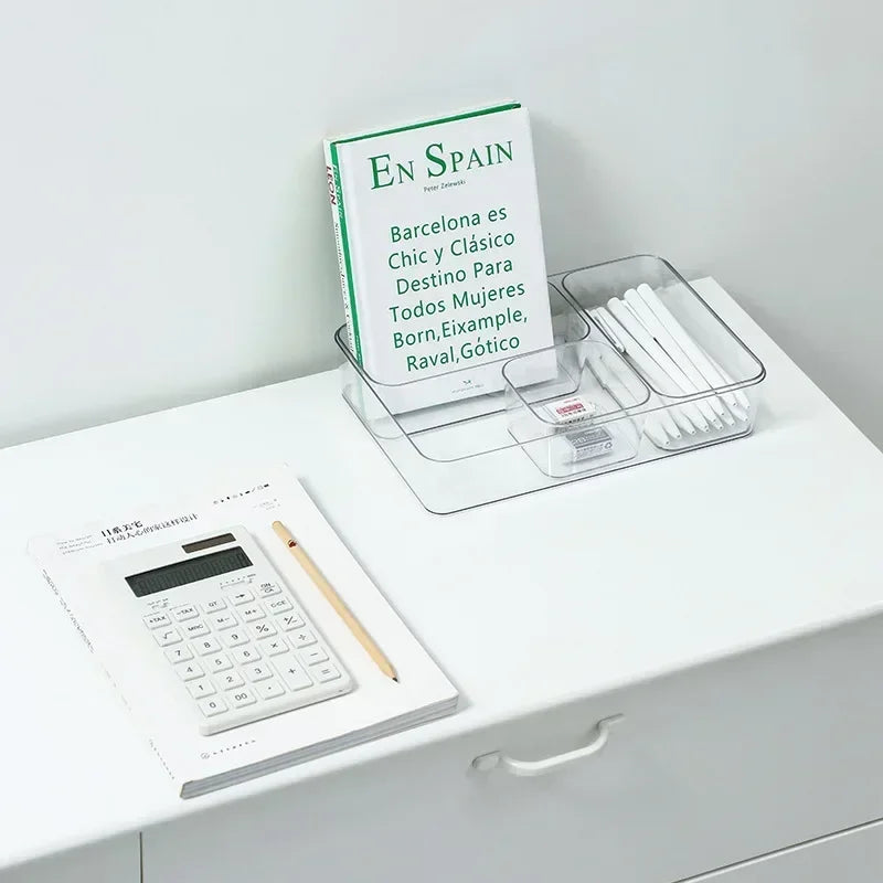 Caja Organizadora Transparente de Plástico – Almacenamiento para Escritorio y Tocador