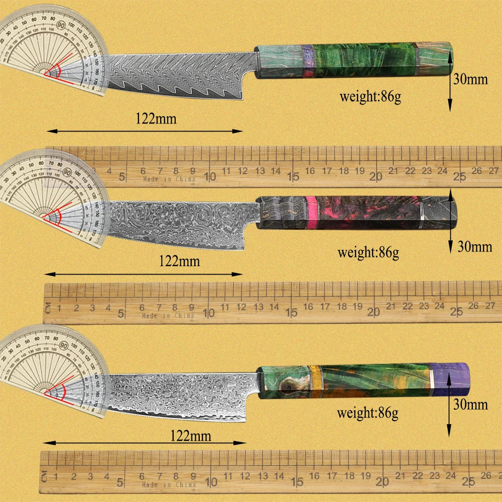 JUMCSONG 5-inch Utility Knife 67 layer Damascus Steel Fruit Knife VG10 Core Peeling Knife stable wooden handle kitchen knife