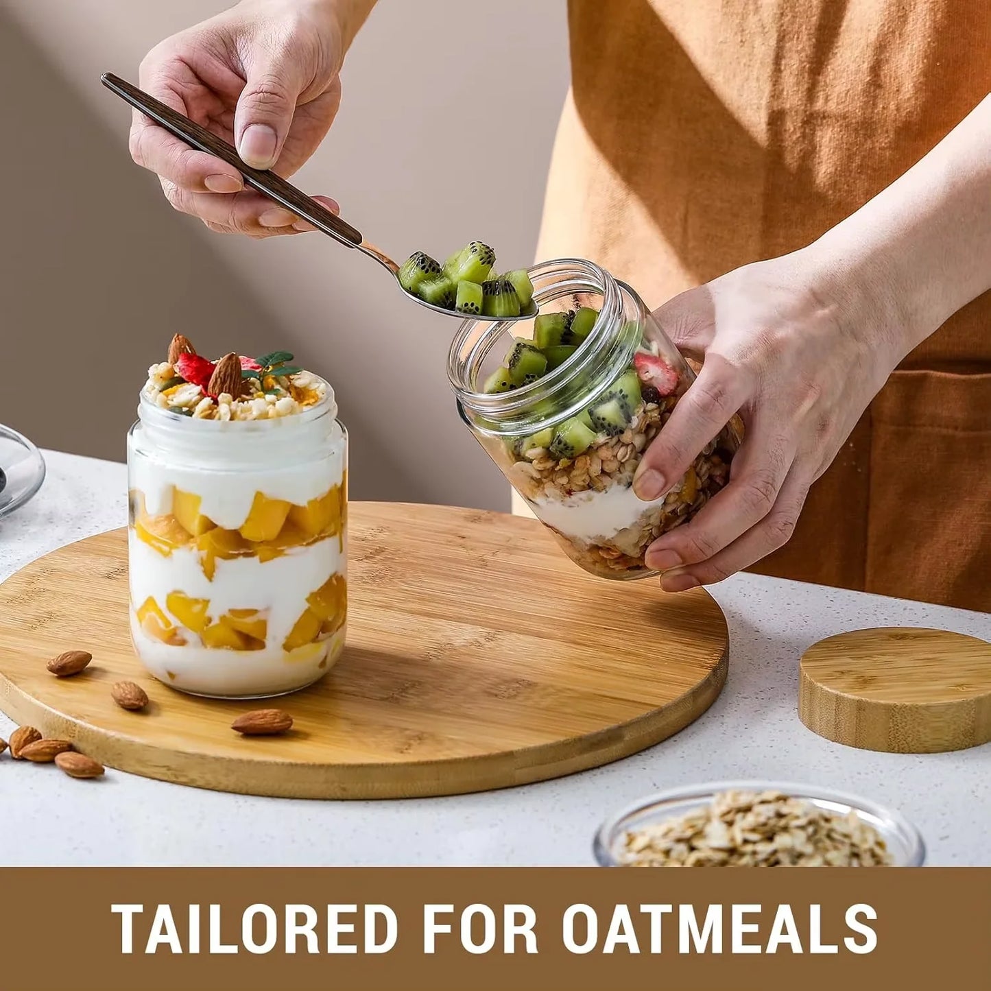 Tarros de Vidrio con Tapa Hermética de Bambú – Almacenamiento Multiusos