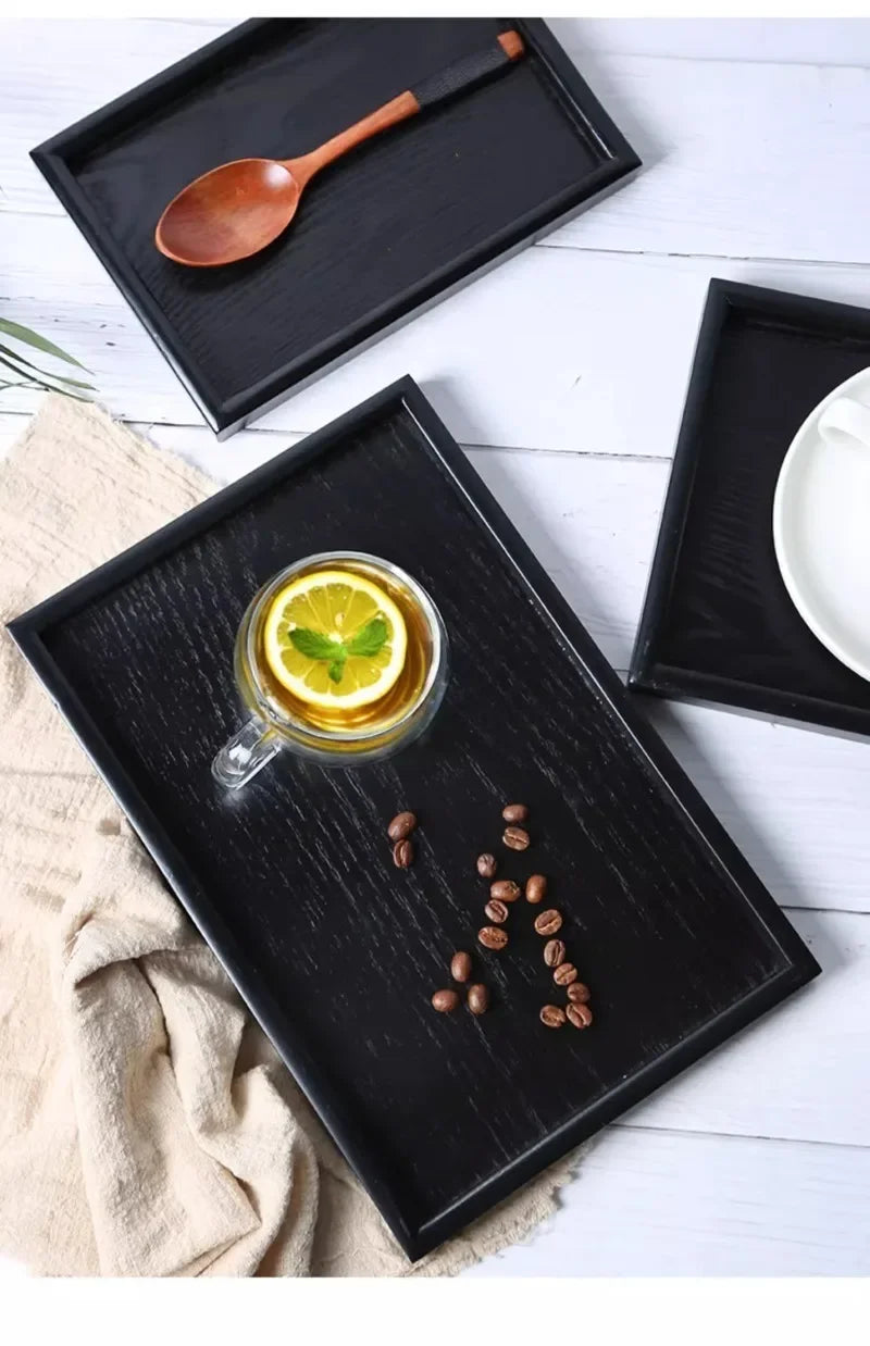 Bandeja Japonesa de Madera Negra – Elegancia y Funcionalidad