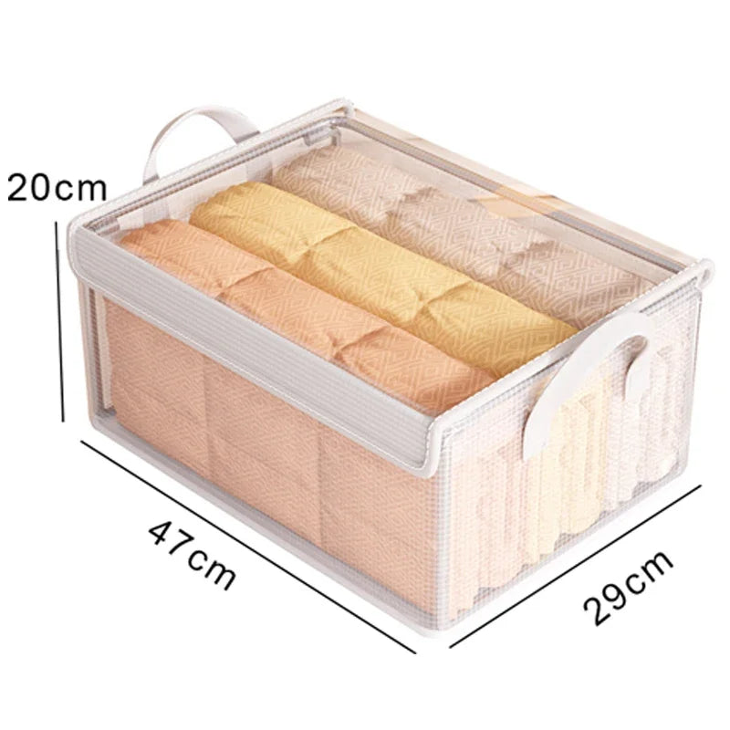 Cesta de Almacenamiento Transparente de PVC con Marco de Acero Inoxidable – Organizador Impermeable para Ropa y Armario