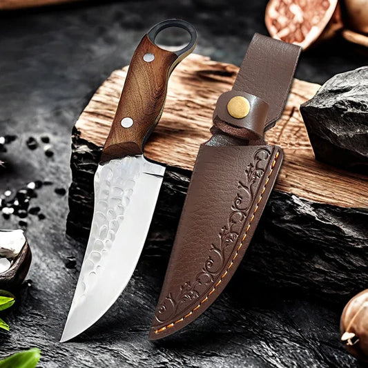 Cuchillo de Carnicero Forjado – Full Tang, Mango de Madera, Ideal para Carne y Pescado - 369 view