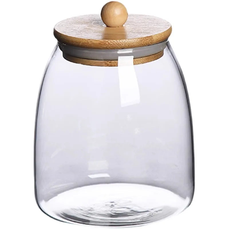 Tarro de Vidrio con Tapa de Madera – Contenedor Hermético de Gran Capacidad