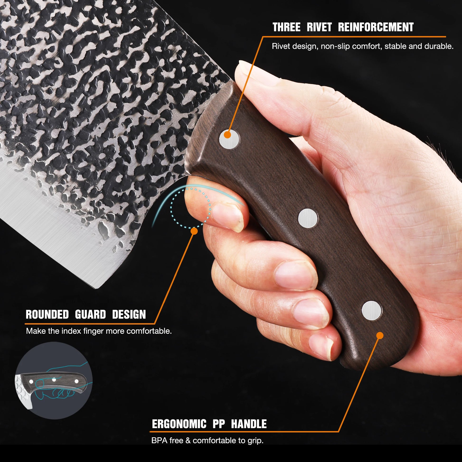 Cuchillo de Carnicero Forjado – Acero Inoxidable, Mango de Madera, Hecho a Mano - 369 view