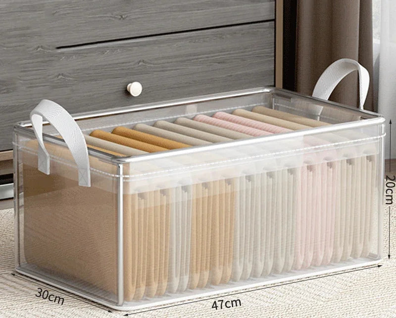 Cesta de Almacenamiento Transparente de PVC con Marco de Acero Inoxidable – Organizador Impermeable para Ropa y Armario