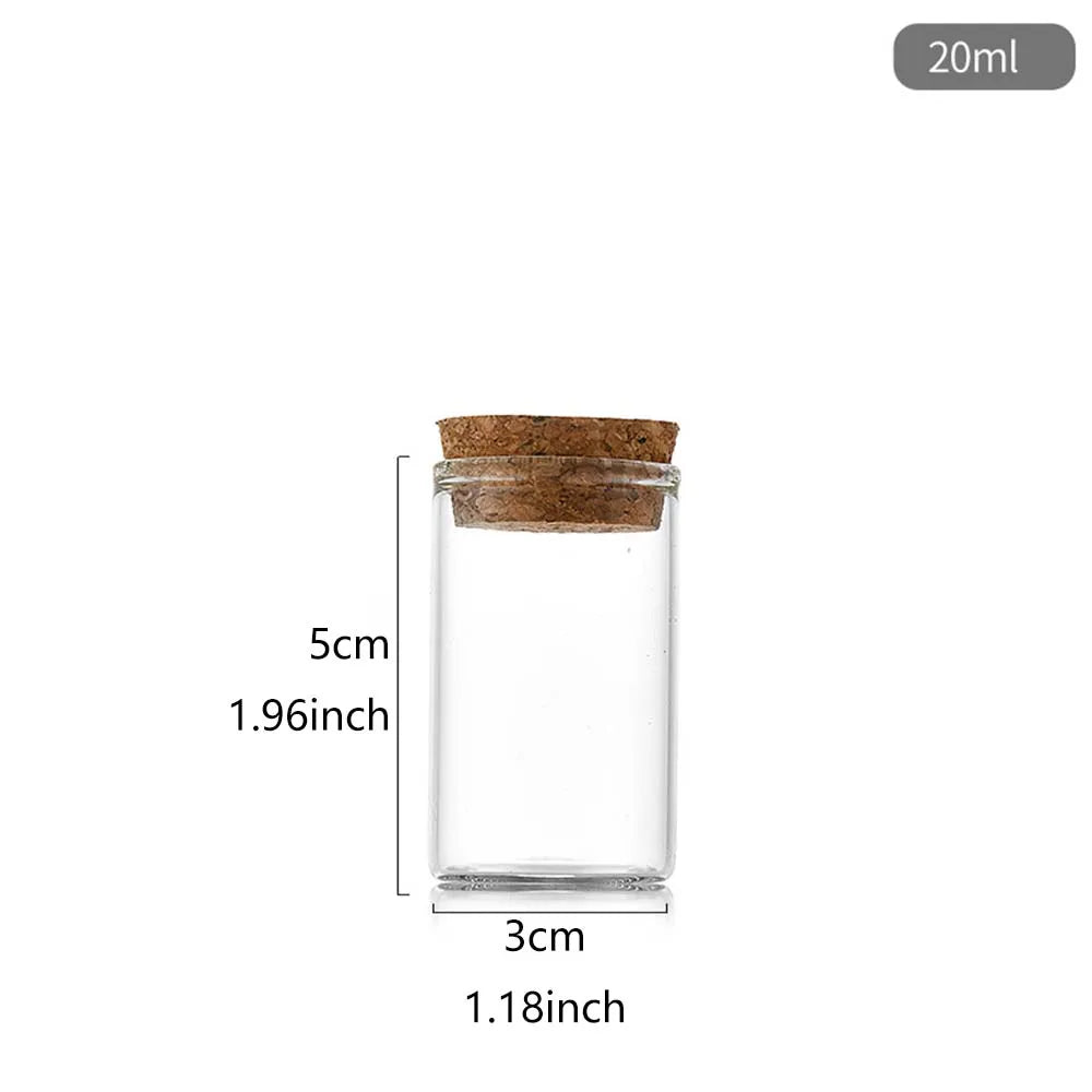 10ml/15ml/20ml/30ml/40ml/50ml/55ml/60ml/80ml/100ml  Cork Stopper Dragees Jars BottlesSmall Glass Test Tube with Cork 20 pieces - 369 view