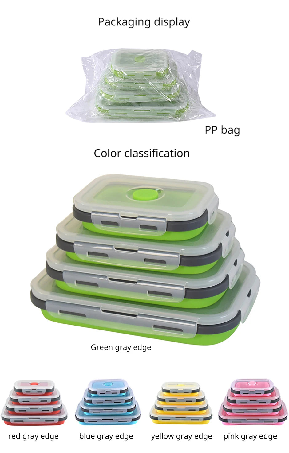 1 PCS Silicone Folding Lunch Box Food Grade Square Portable Microwave Oven Lunch Box Outdoor Travel Picnic Preservation Box