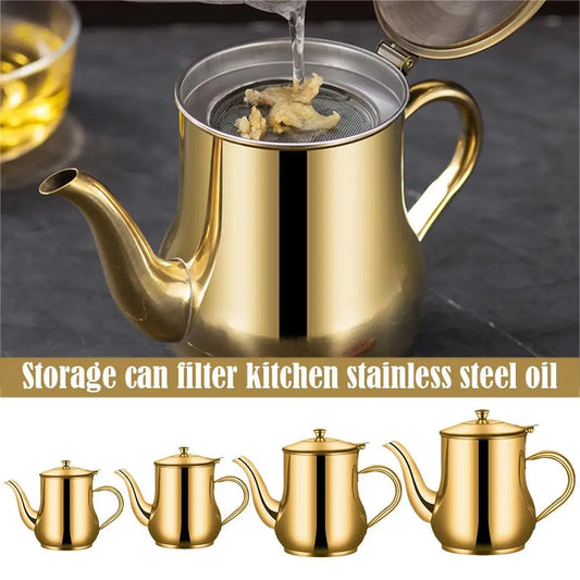 Stainless Steel Household Gold Oil Filter Pot Lard Strainer Tank Container Jug Large Capacity Storage Can Filter Kitchen Tools - 369 view