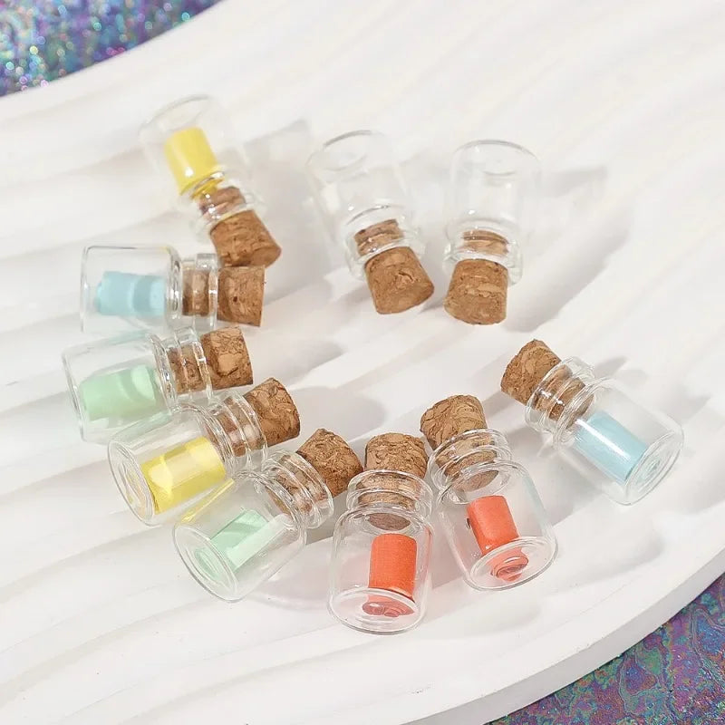 50/10PCS Small Glass Bottles with Cork Stoppers Mini Glass Vials Cork Transparent Wishing Bottles Storage Candy Jars DIY Decor