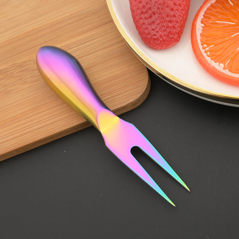 6Pcs Matte Gold Mini Knife Fork Chisel For Butter Cheese Slicer Cutter Stainless Steel Cutlery Tool Kitchen Gadget