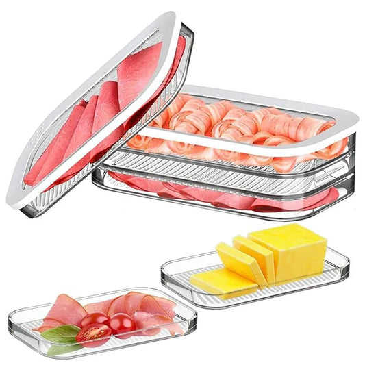 Refrigerated Crisper with Lid for Fridge Transparent Frozen Meat Storage Box Stackable Food Storage Box Kitchen Accessories - 369 view