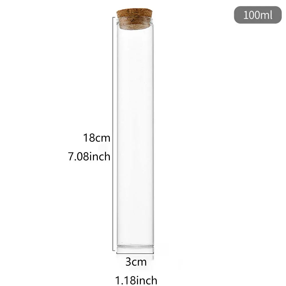 10ml/15ml/20ml/30ml/40ml/50ml/55ml/60ml/80ml/100ml  Cork Stopper Dragees Jars BottlesSmall Glass Test Tube with Cork 20 pieces - 369 view