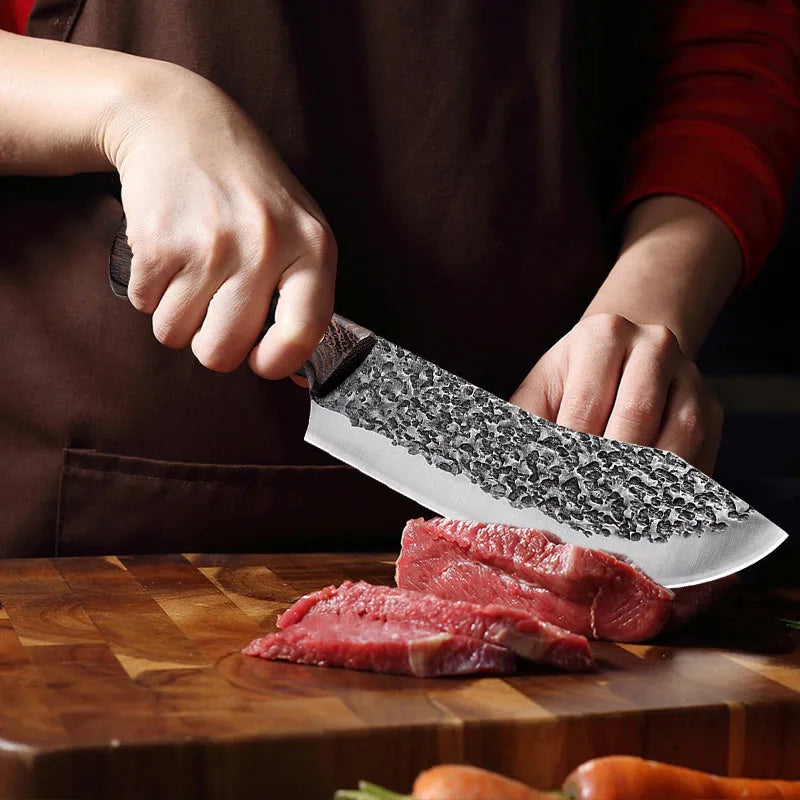 Stainless Steel Cleaver Knife Forged Kitchen Knives Meat Bone Butcher Knife Wood Handle Chinese Knife Kitchen Cooking Tools