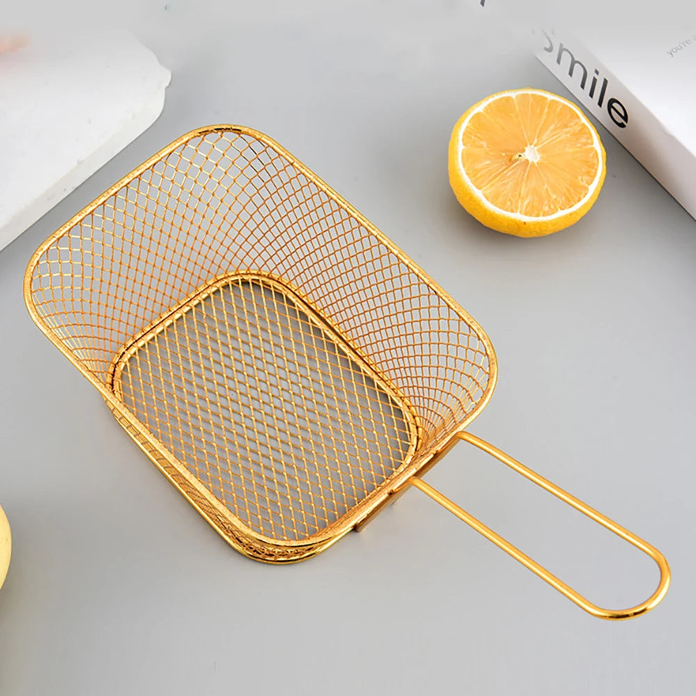 1PC Stainless Steel Frying Basket Multifunctional Mini French Fries Frying Basket Creative Square Oil Separated Frying Basket - 369 view