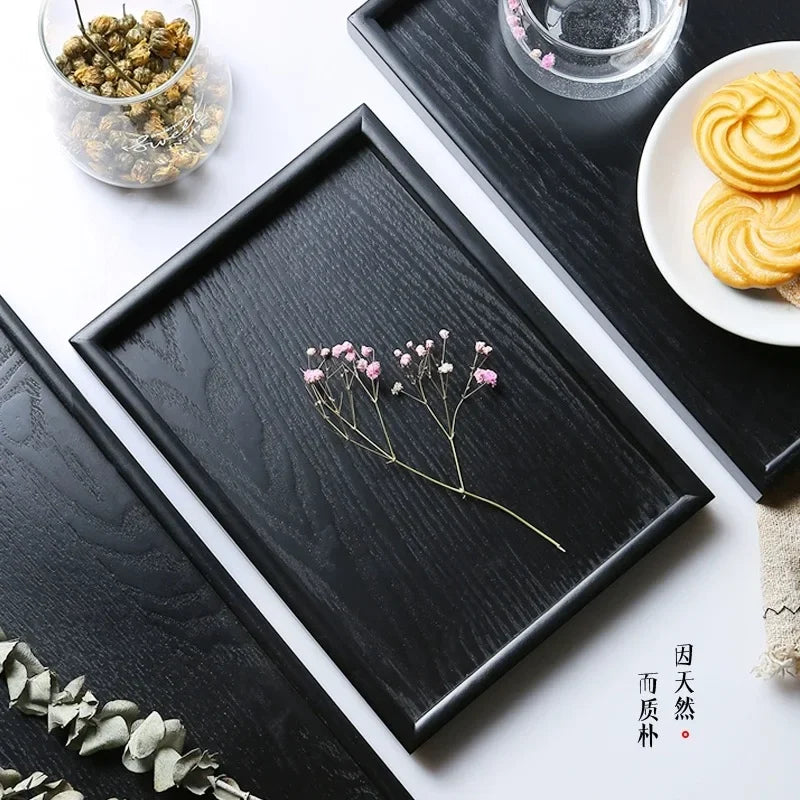 Bandeja Japonesa de Madera Negra – Elegancia y Funcionalidad