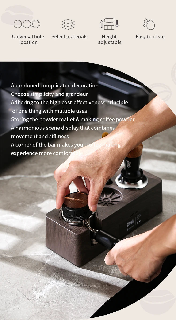 Bincoo Multifunction Espresso Tamper Station -Adjustable Height Distributor Organizer-Fit 51/54/58mm Plastic Coffee Station