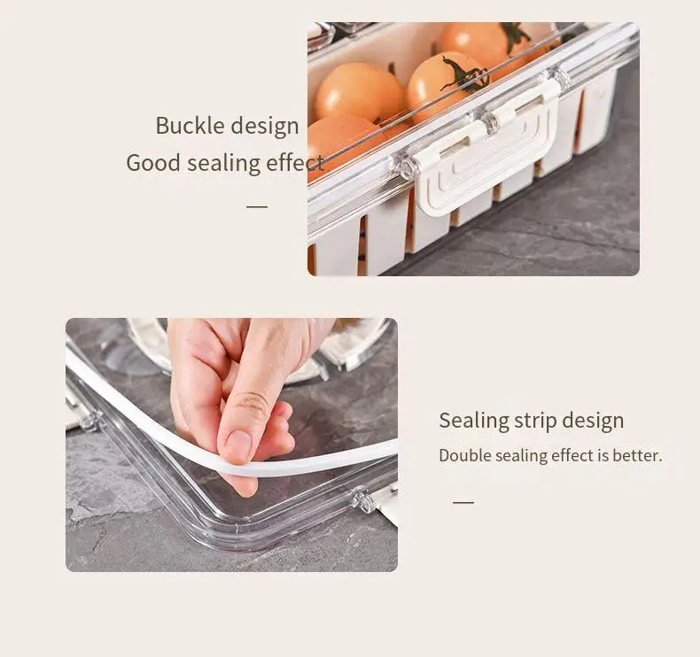 Caja de Almacenamiento con Drenaje y Asa – Organizador para Refrigerador