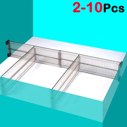 2/10Pcs Adjustable Drawer Dividers 27.5-51cm Expandable Clear Drawers Separators for Home Kitchen Closet Organizers Accessories - 369 view